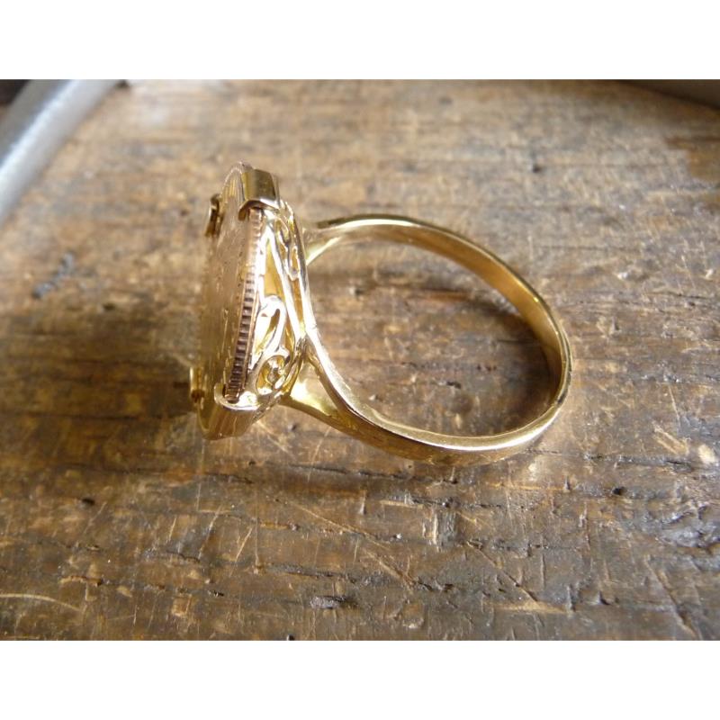 Bague pièce or avec 10 Francs