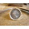 Chevalière argent massive ronde pièce de 1 Franc Semeuse 