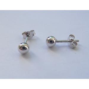 Boucles d'oreilles boule or blanc 18 KT (Diamètre 3.8 mm)