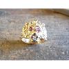 Bague or jaune 9 KT tête de lion Marjan avec rubis et diamant