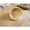 Chevalière argent massive ronde pièce de 20 Francs or Napoléon III non laurée