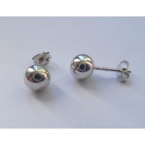 Boucles d'oreilles boule or blanc 18 KT (Diamètre 5.6 mm)