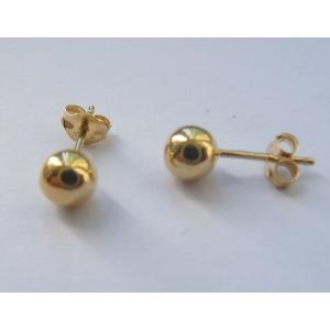 Boucles d'oreilles boule or jaune 18 KT (Diamètre 4.8 mm)