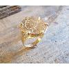 Bague pice en or 18 KT plume 6 griffes avec 5 Dollars or Indien