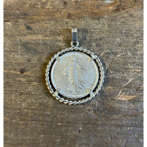 Pendentif argent 5 Francs torsade 