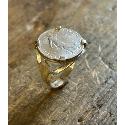 Bague pièce argent plume 50 Centimes Semeuse