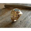 Bague amricaine en or 9 KT et aigue marine