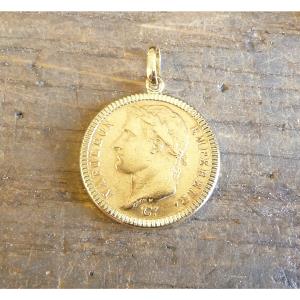 Pendentif or porte-pièce ciselé 20 Francs or Napoléon I