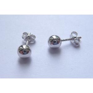 Boucles d'oreilles boule or blanc 18 KT (Diamètre 4.8 mm)