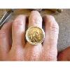 Chevalière argent ronde pièce de 20 Francs or Napoléon III laurée 