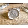 Chevalière argent carrée pièce de 1 Francs Napoléon III