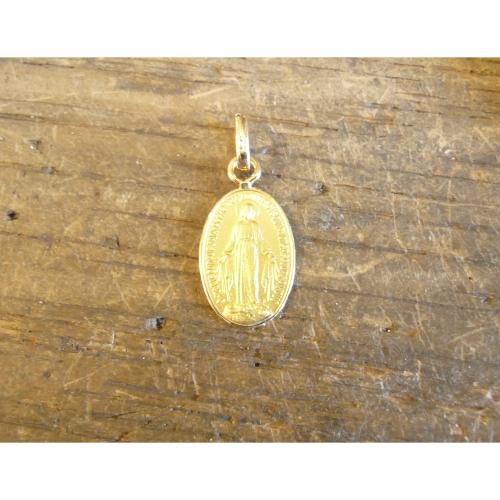 Médaille ovale vierge miraculeuse en or jaune