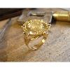 Bague pice or 18 KT plume 6 griffes avec 1 Ducat en or