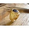 Bague amricaine US Army en or 9 KT avec saphir