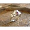 Bague argent tte de lion Simba avec rubis