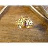 Bague or jaune 9 KT tête de lion Simba avec rubis et diamant