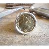 Chevalière argent ronde pièce de 20 Francs or Napoléon 1er