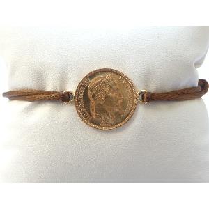 Bracelet Cordon avec Pièce 20 Francs or Napoléon III