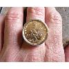 Chevalière argent ronde pièce de 20 Francs or Coq