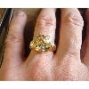 Bague or jaune 9 KT tête de lion Nargal avec oxyde