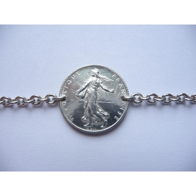Bracelet pièce 1 Franc semeuse en argent