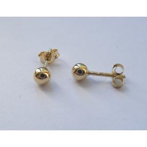 Boucles d'oreilles boule or jaune 18 KT (Diamètre 3.8 mm)